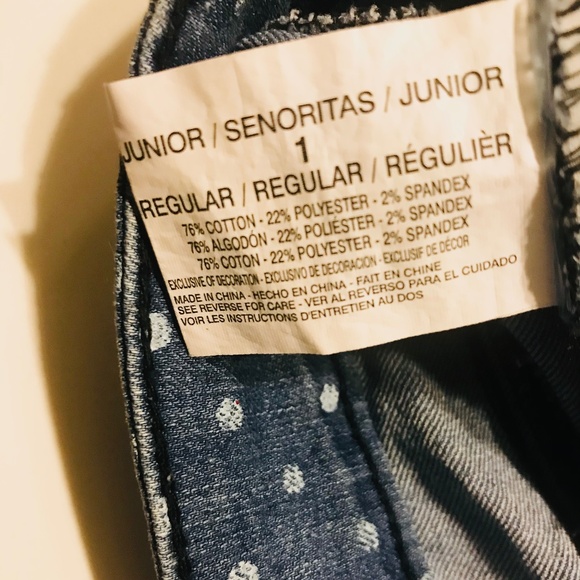 Y2K LEI Ashley Low Rise Skinny Jeans Blue with White Polka Dots Size 1/Juniors - Picture 9 of 12